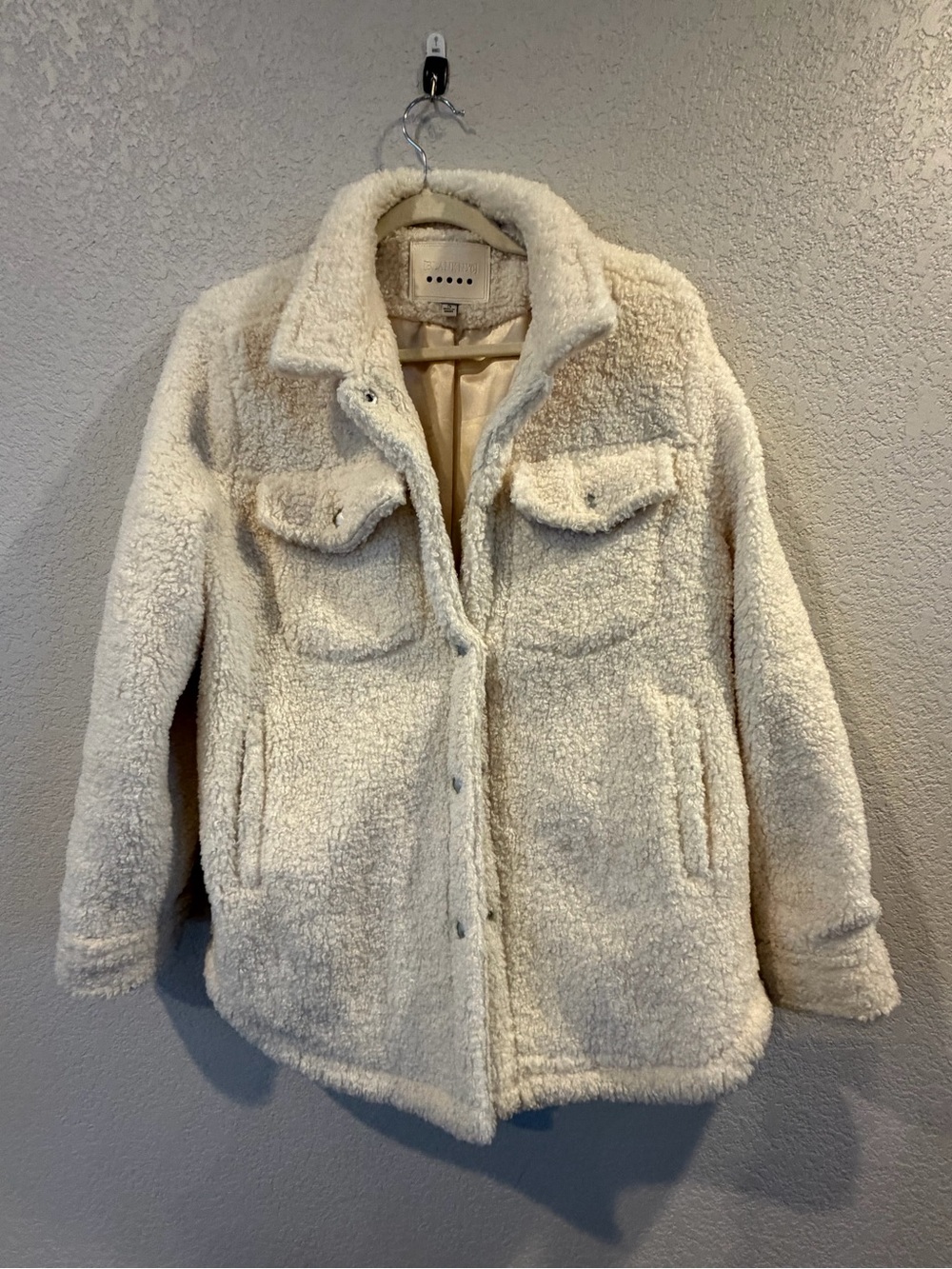 Blank NYC Cream Teddy Sherpa Button-Front Jacket